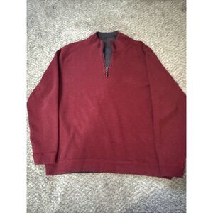 TOMMY BAHAMA Pullover Sweater Men's Size Large Red 1/4 Zip Heavy Cotton Hiking
